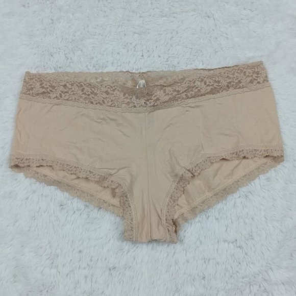 Hanky Panky Womens Cheeky Panties Beige Stretch Wide Lace Plus 3X New - Picture 1 of 5